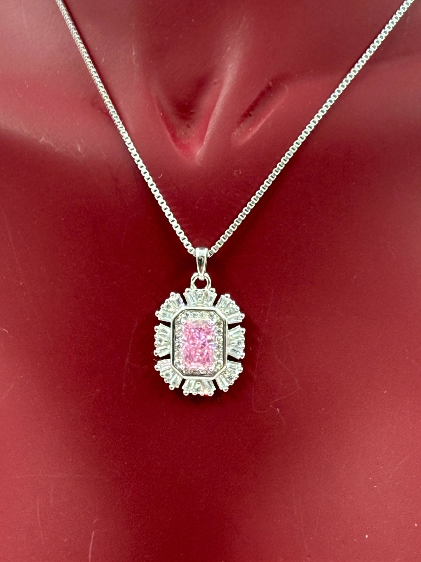 Pembe kuvars kolye ice cut ve mozanit
