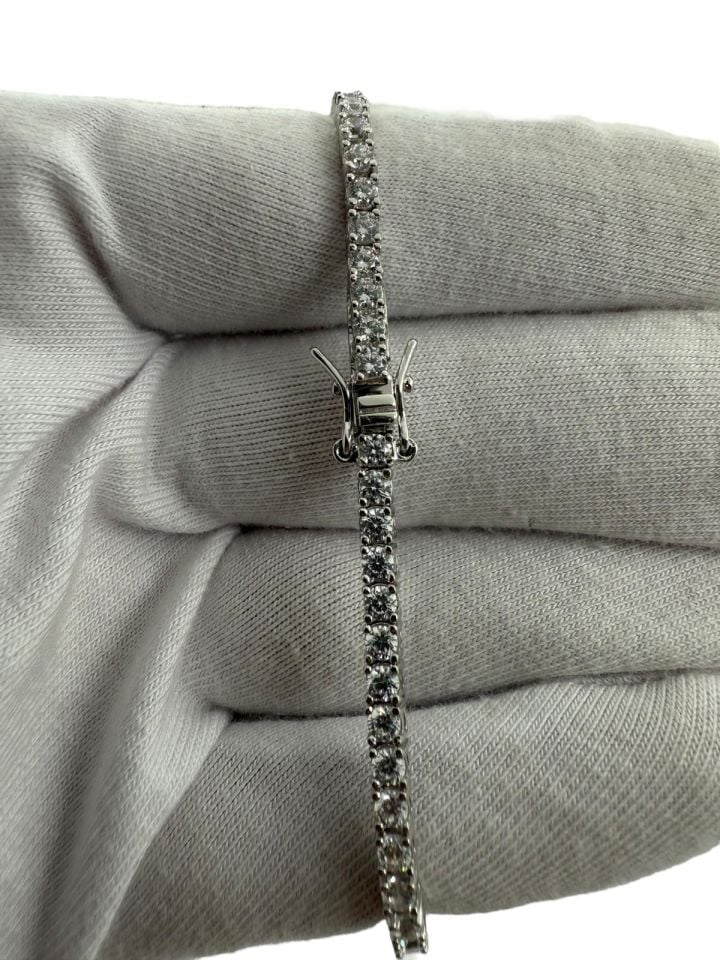 2.5mm 4ct Mozanit su yolu bileklik 14 AYAR ALTIN
